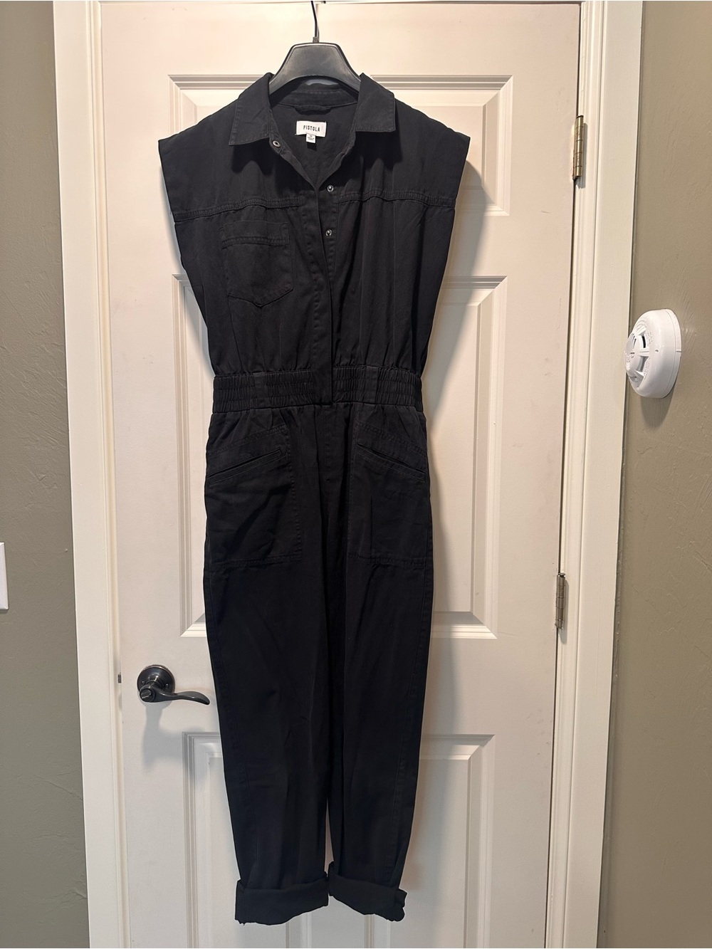 pistola Black Sleeveless Utility Jumpsuit